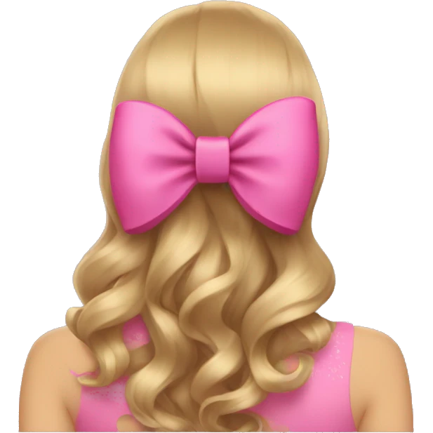 A pink bow in dark blond hair from the back  emoji