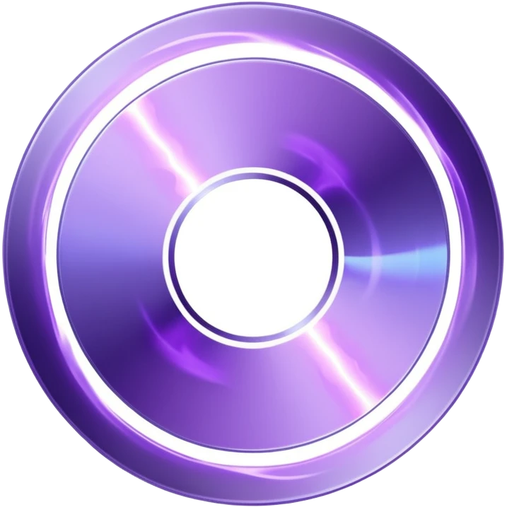 A minimalist CD disc with subtle purple flames, glowing effect emoji