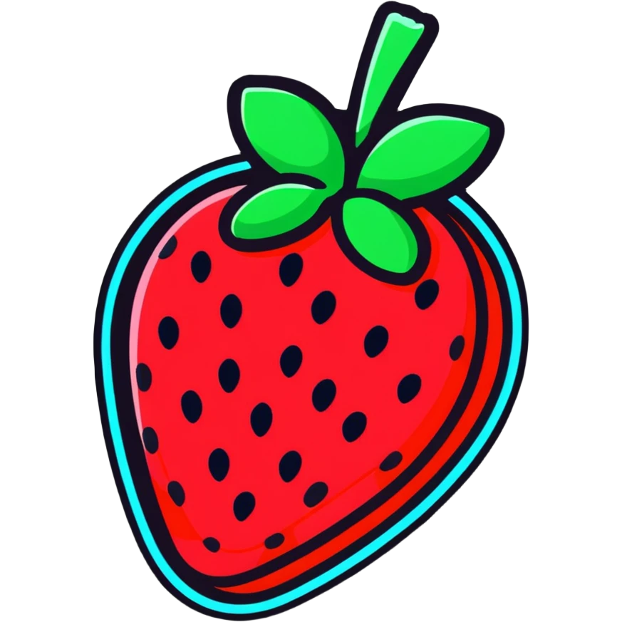 neon sign strawberry glowing effect emoji