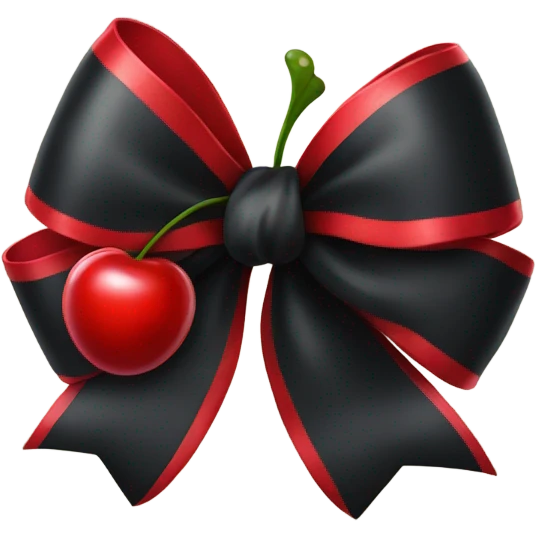 black bow with 2 red cherries emoji