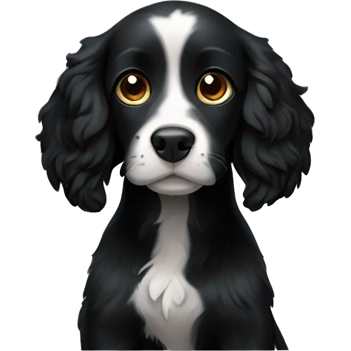 Small black spaniel with white flash on chest emoji