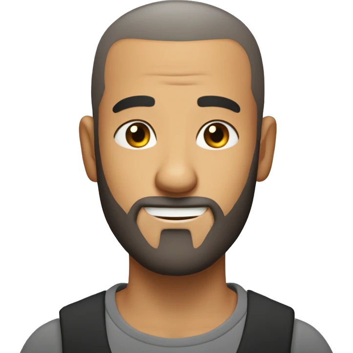 buzz cut bearded wonky face guy emoji