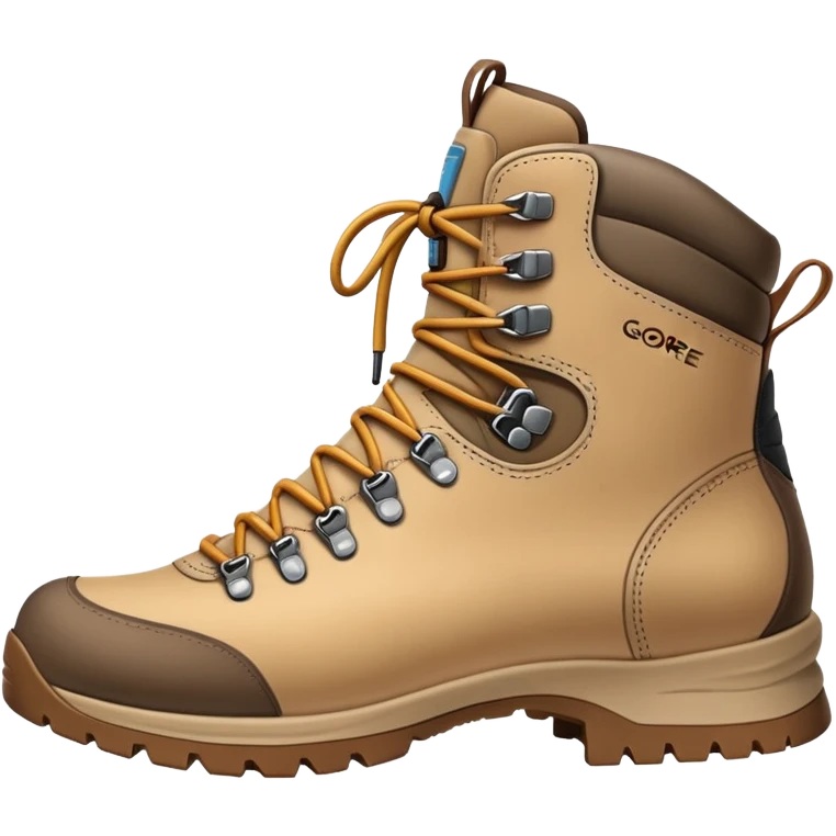 beige hiking boots with Gore-Tex waterproof technology emoji