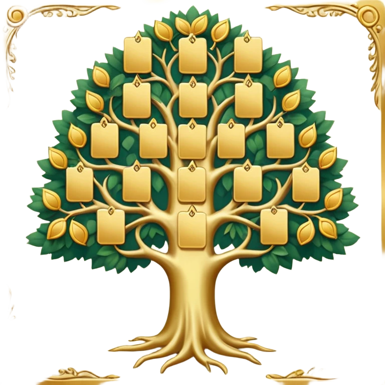 family diagram tree with gold cards emoji