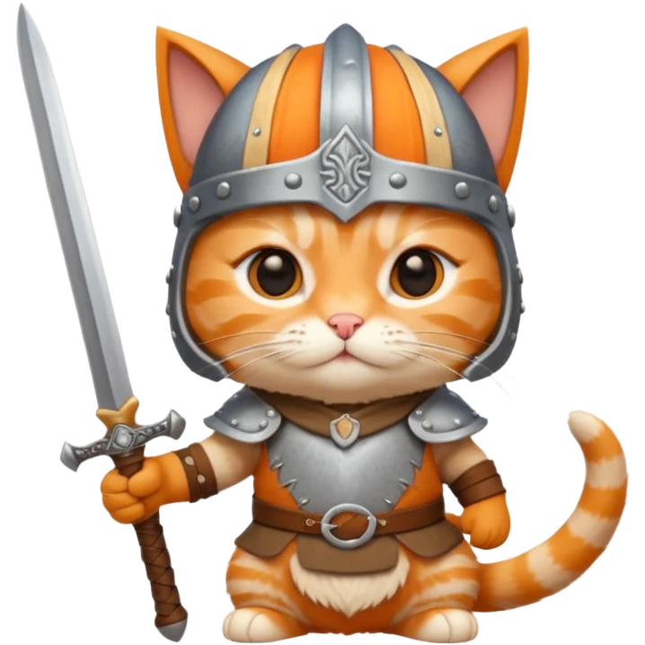 Viking Cat in viking hat holding tiny sword emoji