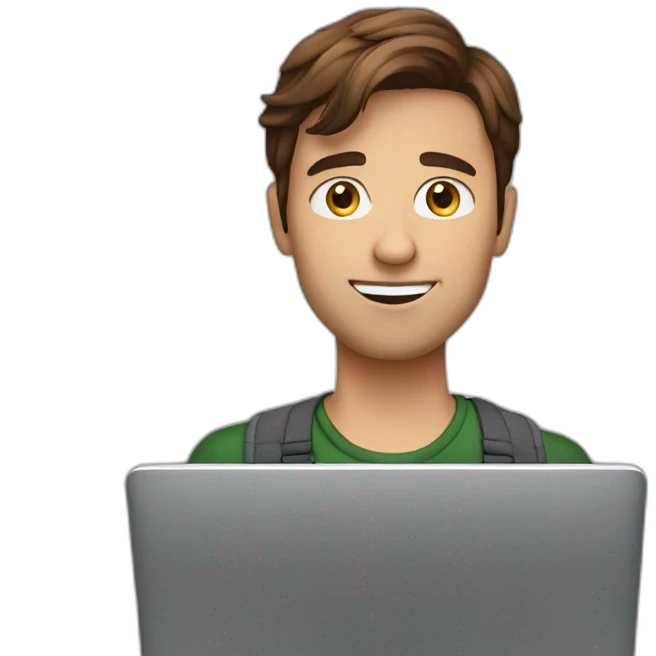 brown hair guy with laptop emoji