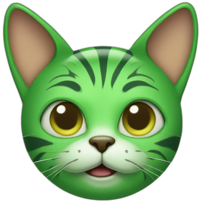 Green cat with ovni ears acting like crazy emoji