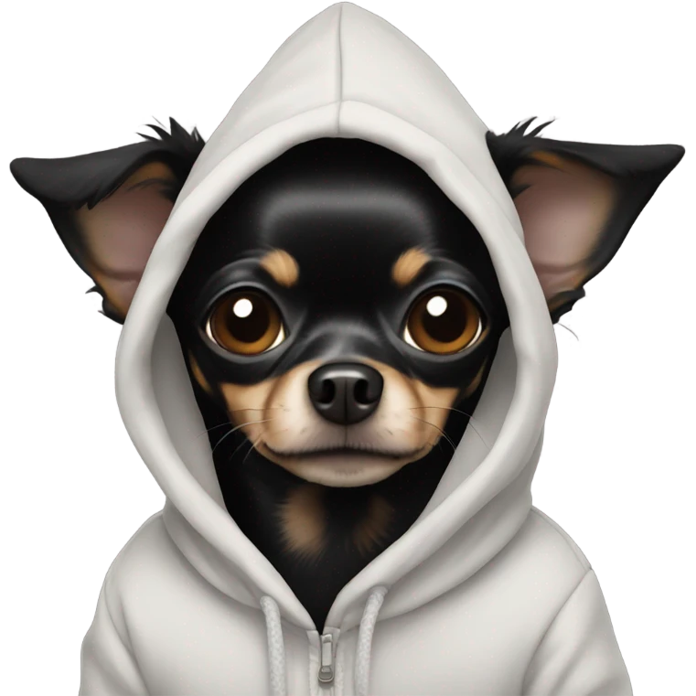 Black chihuahua in hoodie emoji