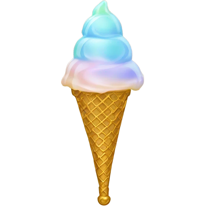 opal Crystal ice cream scoop on gold waffle cone emoji