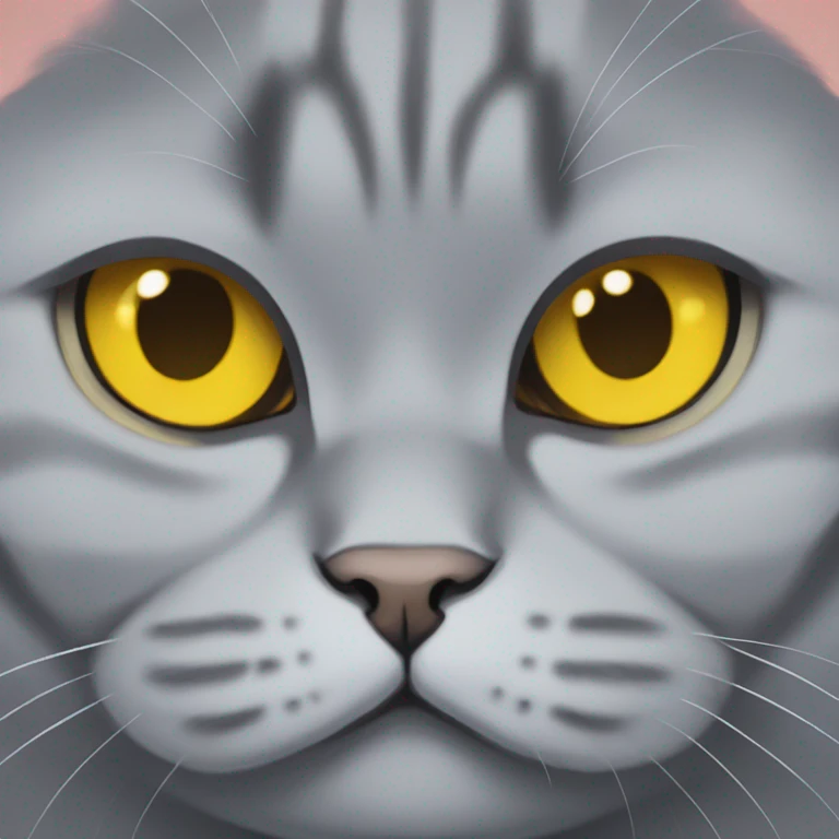 Chubby grey british shorthair cat with yellow eyes  emoji