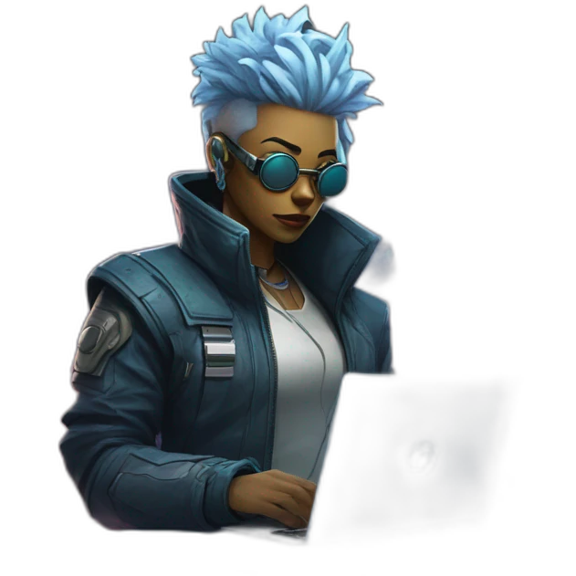 netrunner from cyberpunk with laptop in hand emoji