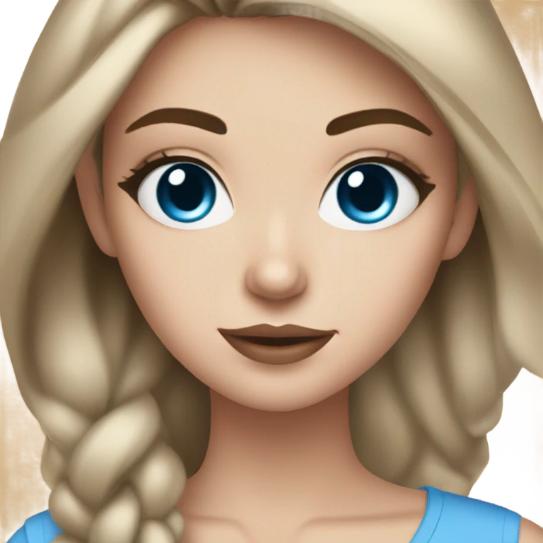 White girl with Brown hair and blue eyes and makeup kit  emoji
