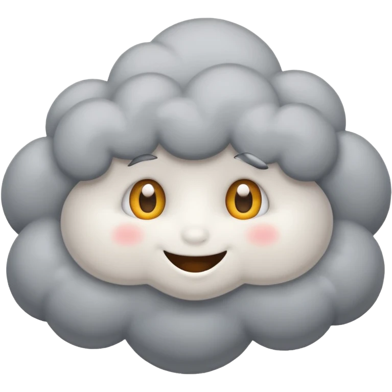 cute gray White Cloud, eyes,  emoji