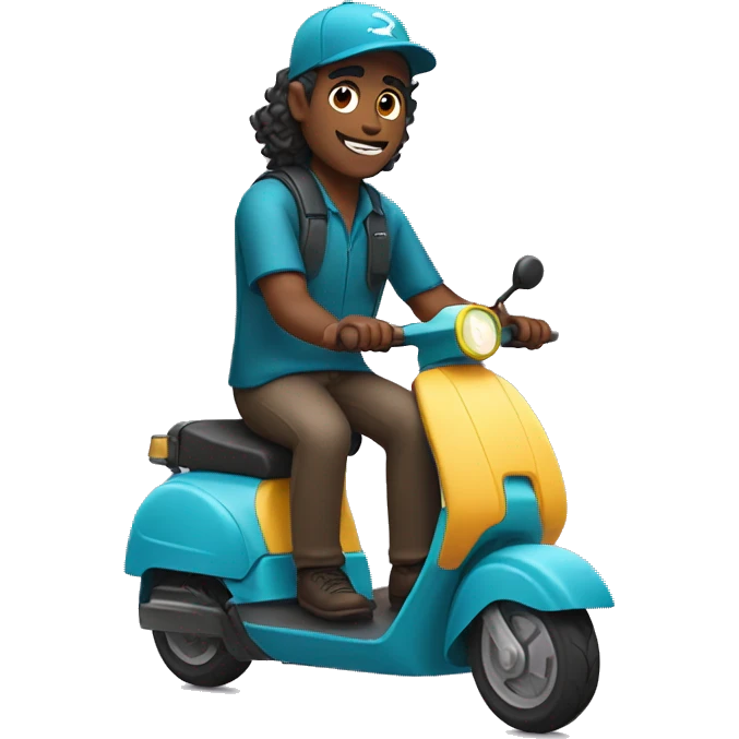 delivery man with long wavy hair on e-scooter emoji