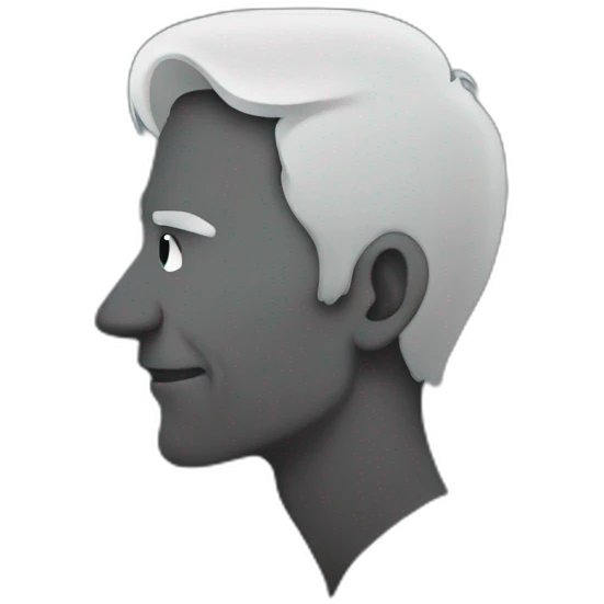 Silhouette of a man with a very long nose and grey hair emoji