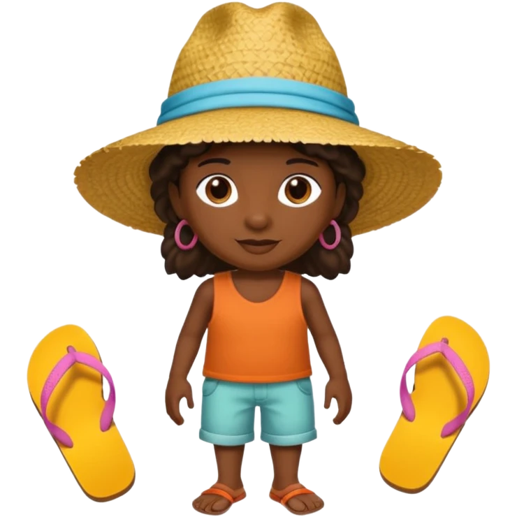 Visage.  Créole réunionnais ti jean chapeau paille savate  au pieds  emoji