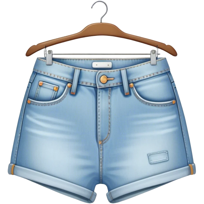 vintage light wash women's denim shorts on hanger emoji