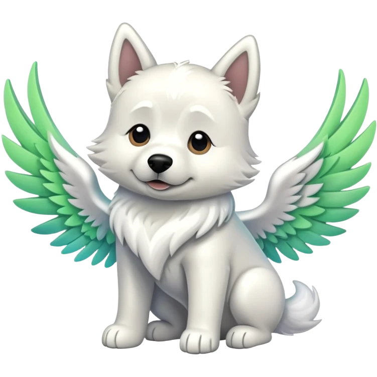 Perro con aurora y alas, solo líneas  emoji