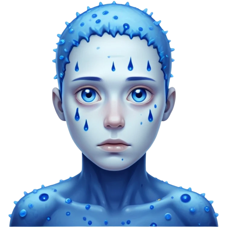 dehydrated sullen face covered in glowing blue spores emoji