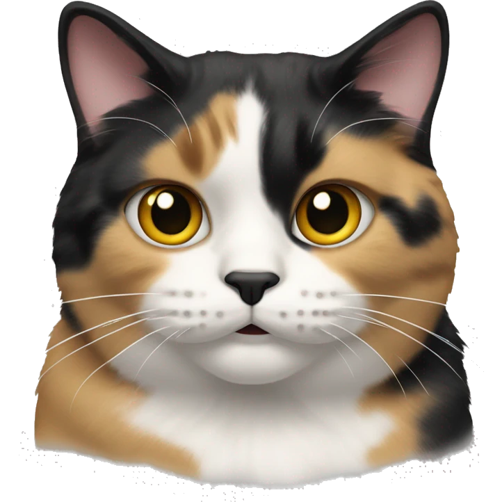 chunky calico cat with black spot on mouth emoji