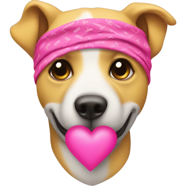Yellow Circle Emoji with heart eyes and a pink bandanna emoji