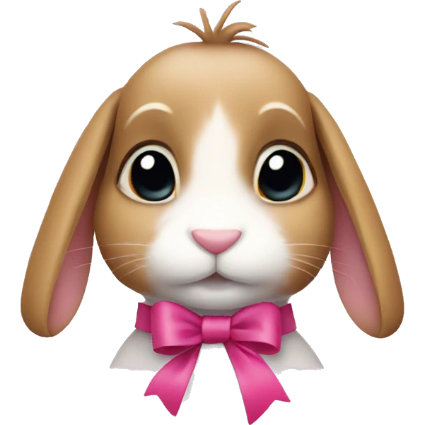 Bunny with pink ribbon around neck emoji