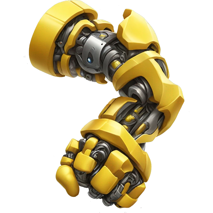 Flexing yellow mechanical cyborg bicep and arm emoji