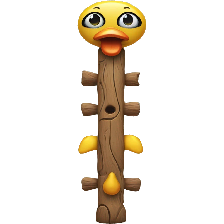 Totem pole with a rubber ducky at the very top emoji