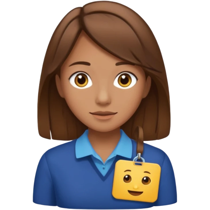 Give Linnea brown hair and a nametag that says Linnea emoji