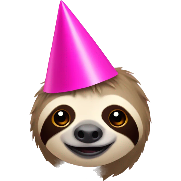 Sloth with a pink party hat emoji