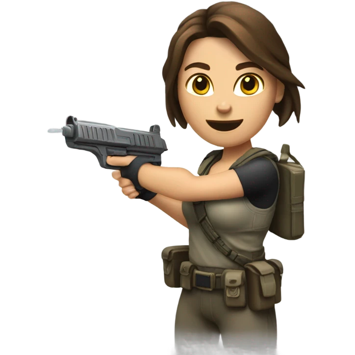 Femme tom raider avec une arme à la main  emoji