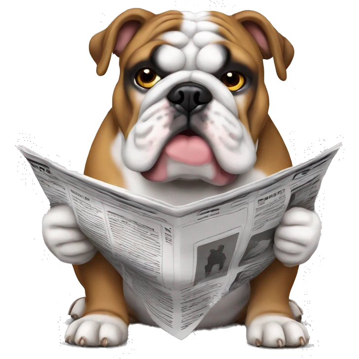 english bulldog reading newspaper emoji