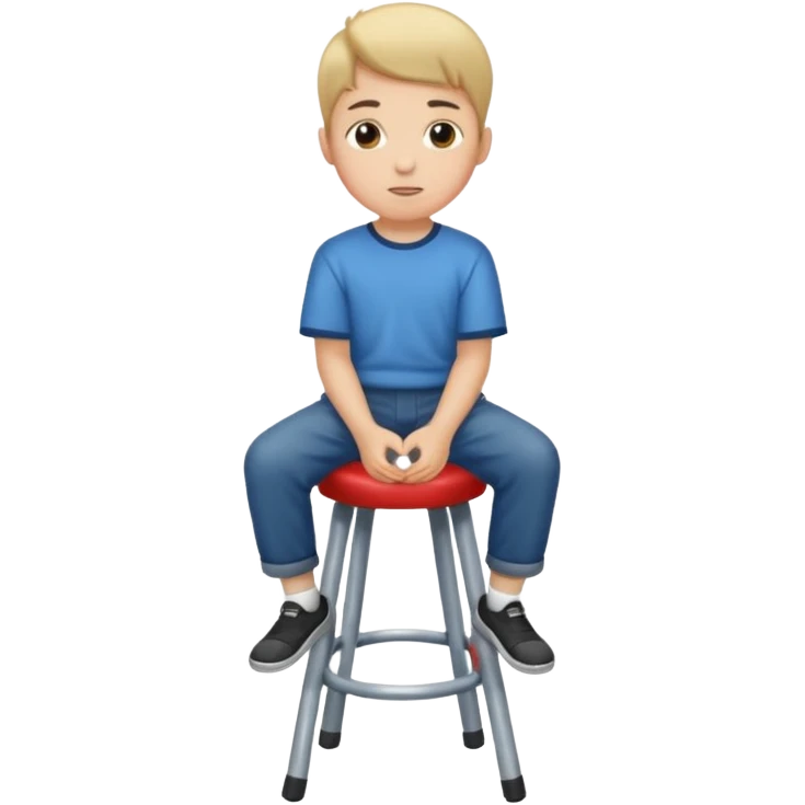 generate a pic from head a boy is sitting on a stool  emoji