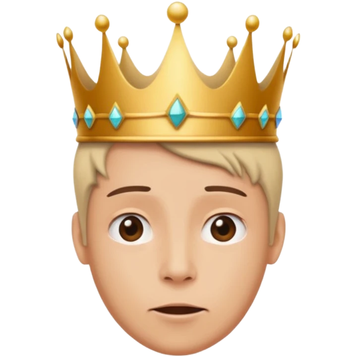 Crown flying off a head, motion lines + absurd expression emoji