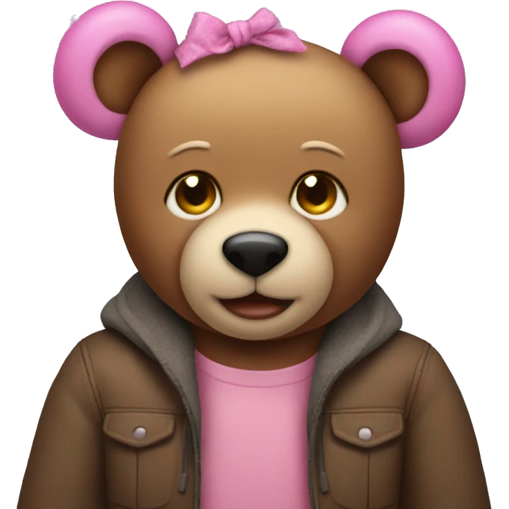 Teddy bear with pink boys on the ears  emoji