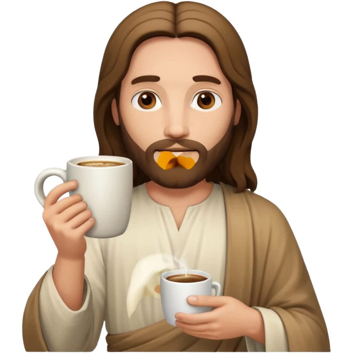 Jesus holding a coffee mug emoji