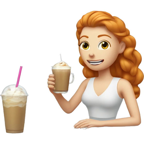 Ginger pilates princess drinking iced latte emoji