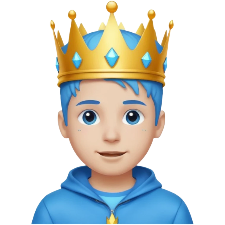 boy neon cyberpunk light blue happy crown white and blue emoji