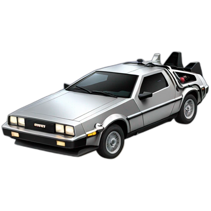 delorean with lightning emoji