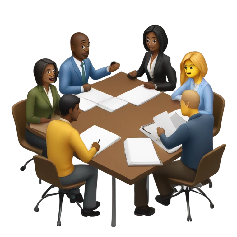team meeting at a table emoji
