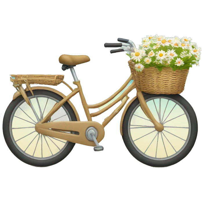 Beach bicycle with front basket with daisies  emoji