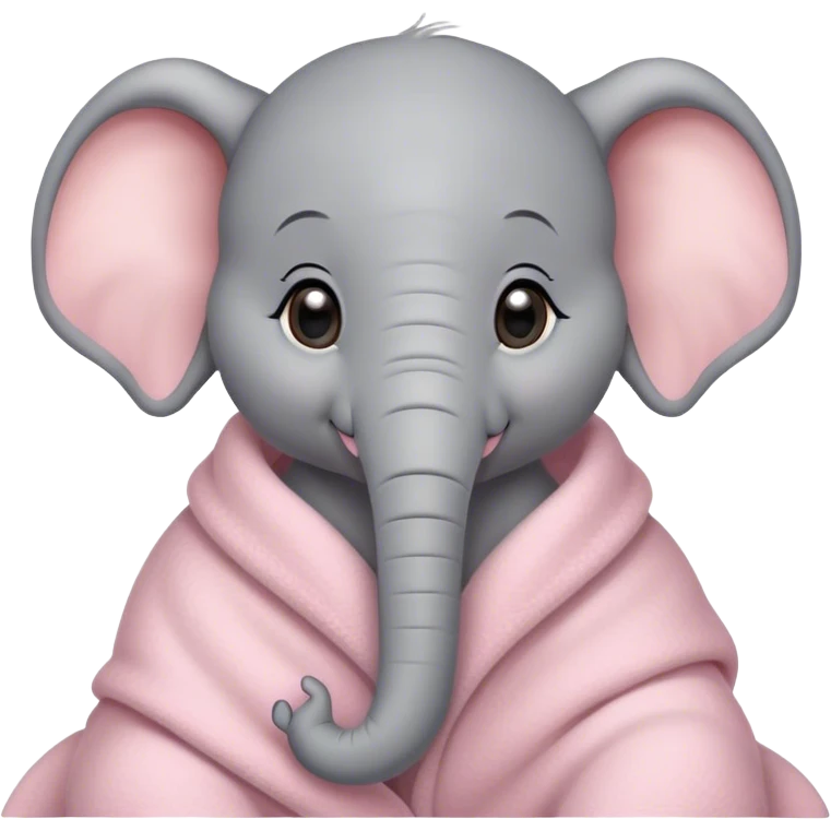 Cute, disneyfied baby elephant cozy in light pink blanket  emoji
