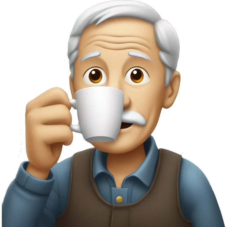 A old man drinking Coffee  emoji