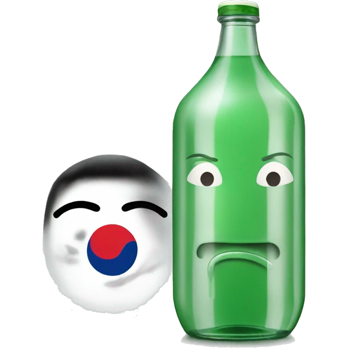 korean soju bottle with anime face emoji