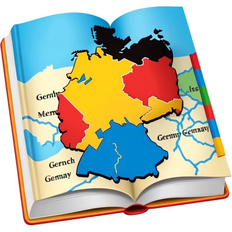 opened school textbook with a fragment of Germany emoji