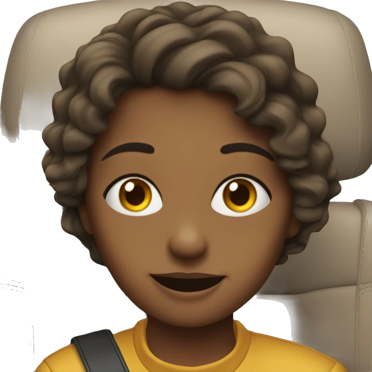 smiling girl in car interior lips closed emoji