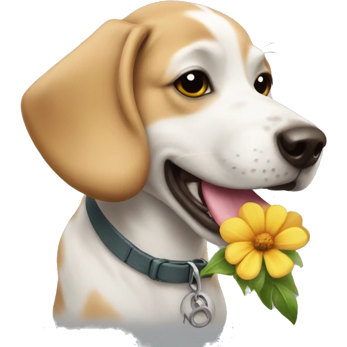 A dog with a flower in its mouth emoji
