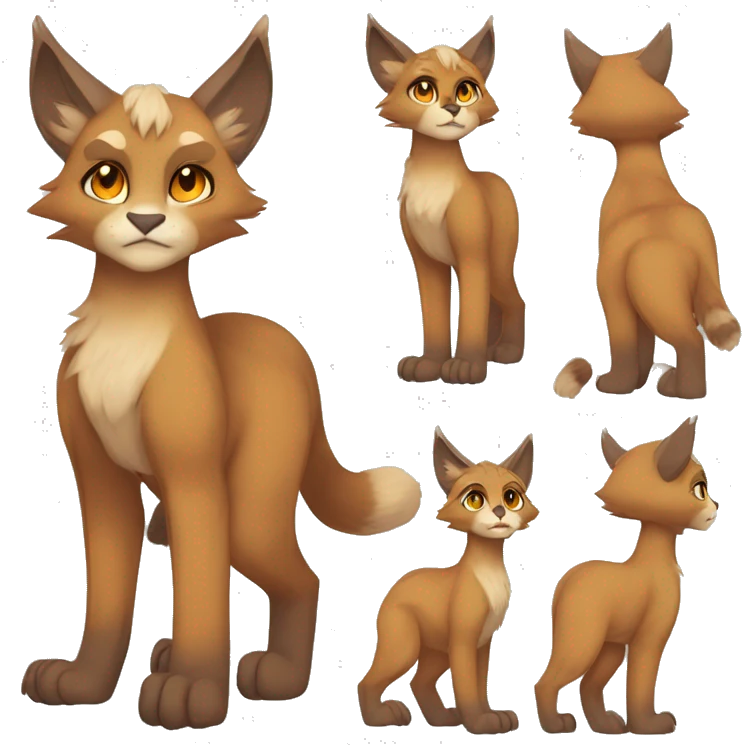 Anthro Beige-Orange-Brown Furry-Sona-Fakemon Lynx-Caracal Full Body emoji