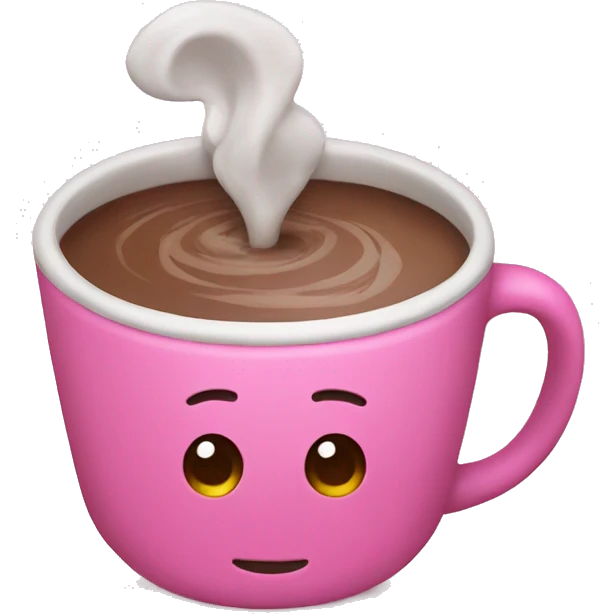 pink cup with hot chocolate and marsh emoji