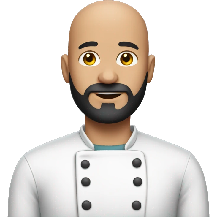 bald man in kitchen with black beard emoji
